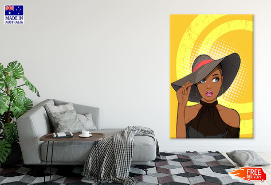 African Girl with Hat Illustration Print 100% Australian Made