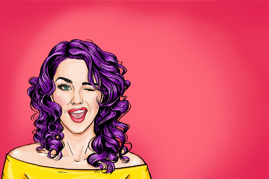 Fashion Girl Winking Illustration Print 100% Australian Made
