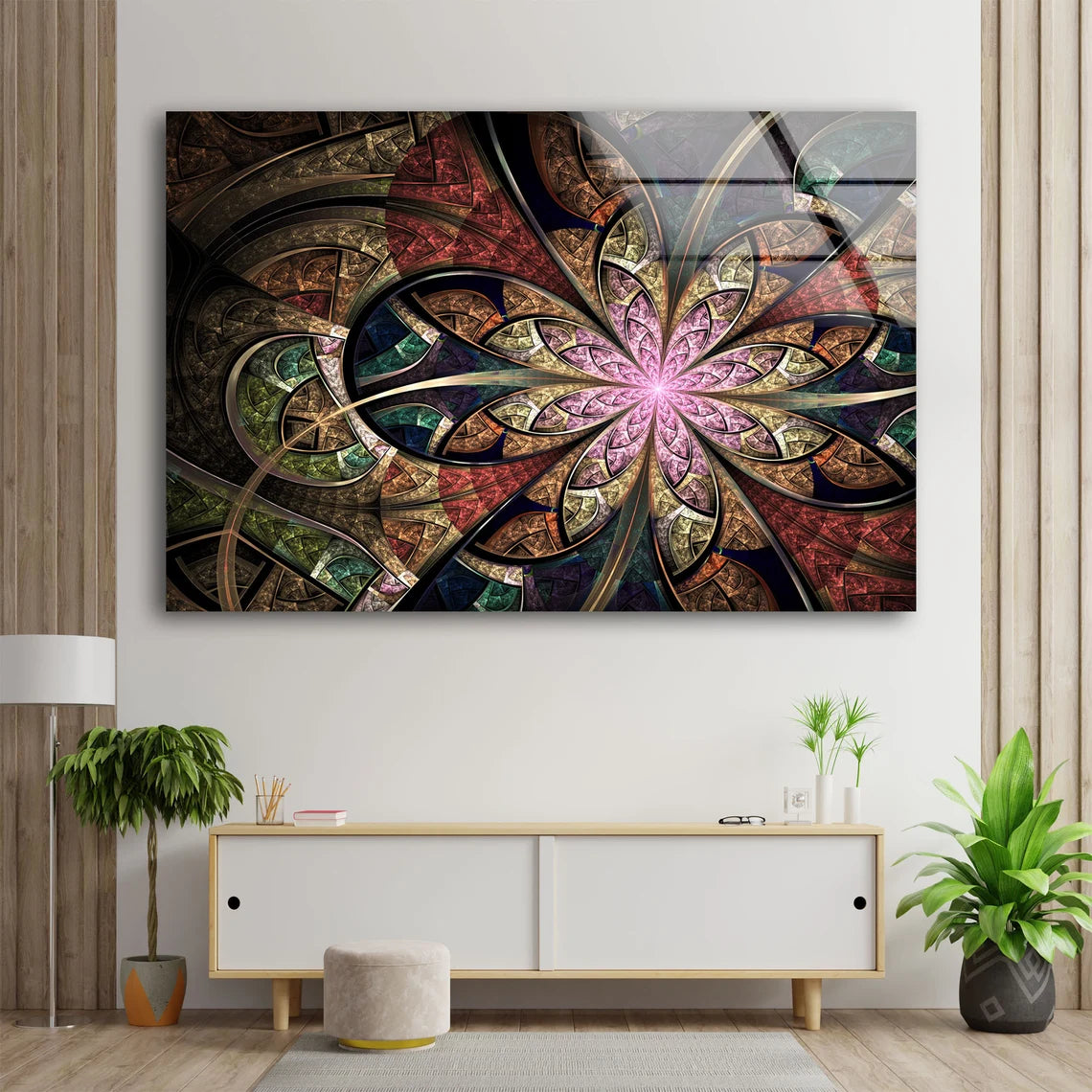 Colorful 3D Floral Abstract Design Acrylic Glass Print Tempered Glass Wall Art 100% Made in Australia Ready to Hang