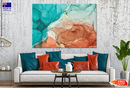 Green Brown & Gold Abstract Design Print 100% Australian Made