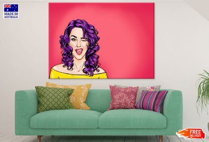 Fashion Girl Winking Illustration Print 100% Australian Made