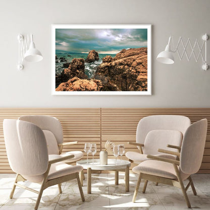 Sea with Rocks Scenery Photograph Home Decor Premium Quality Poster Print Choose Your Sizes