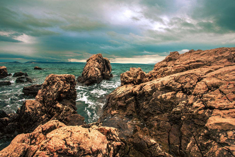 Sea with Rocks Scenery Photograph Home Decor Premium Quality Poster Print Choose Your Sizes