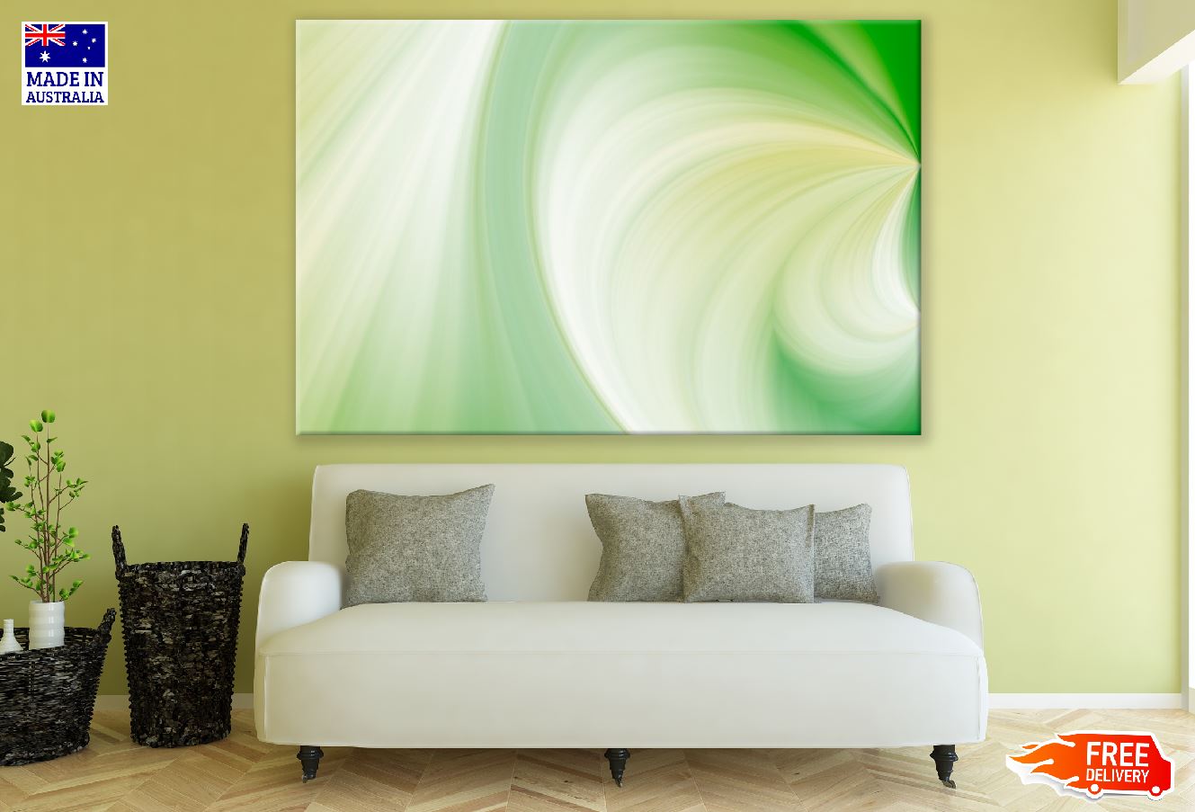 Green & White Abstract Design Print 100% Australian Made