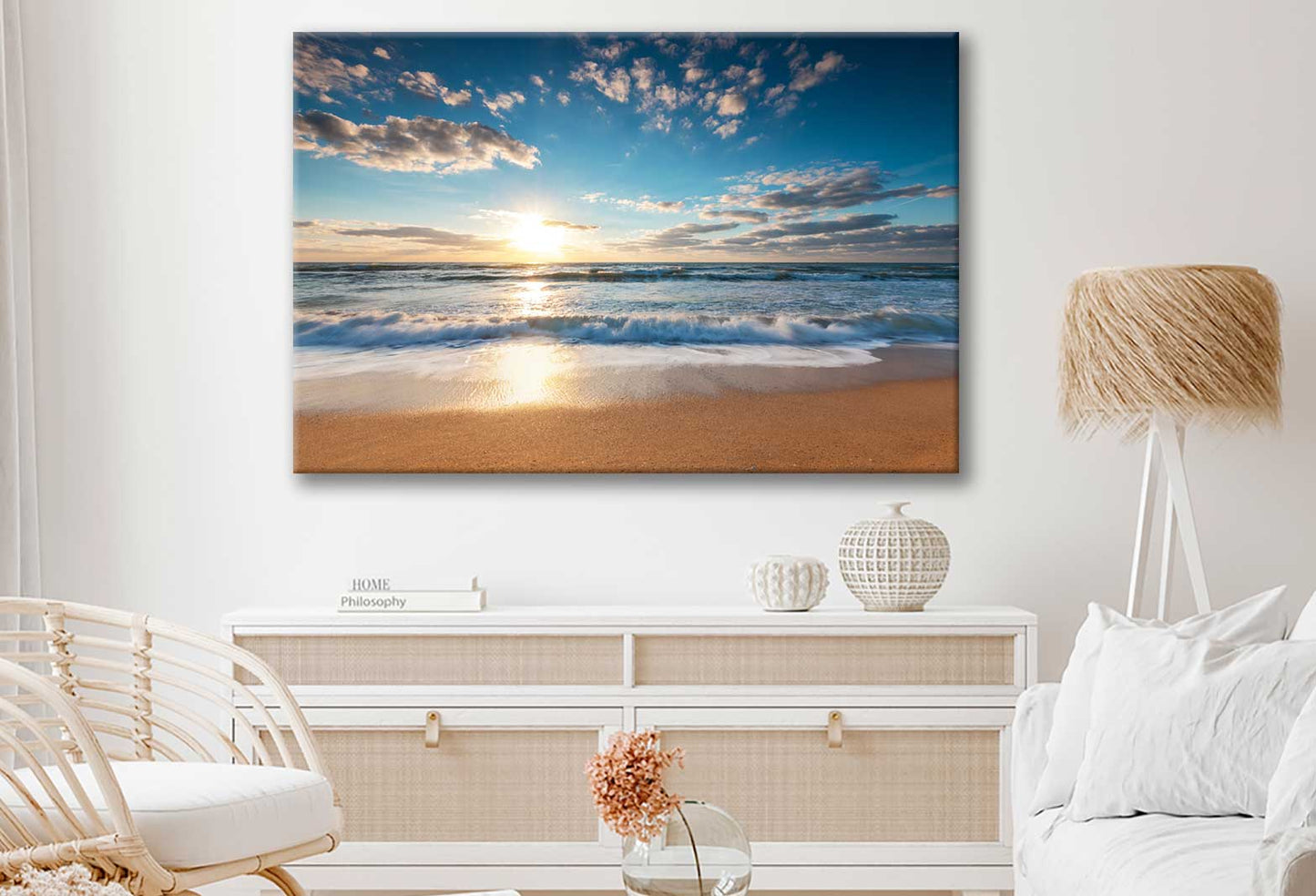 Bella Home Beach Sunrise Over The Tropical Sea Print Canvas Ready to hang