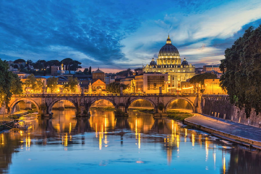 Bella Home St. Peter's Basilica & River Rome Print Canvas Ready to hang