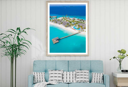 Seascape with Long Jetty & Villas View Photograph Home Decor Premium Quality Poster Print Choose Your Sizes