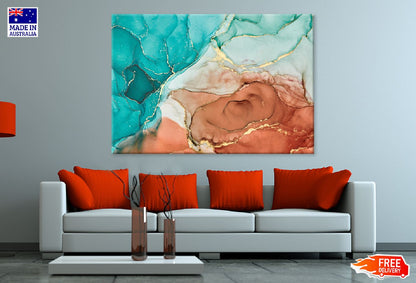 Green Brown & Gold Abstract Design Print 100% Australian Made