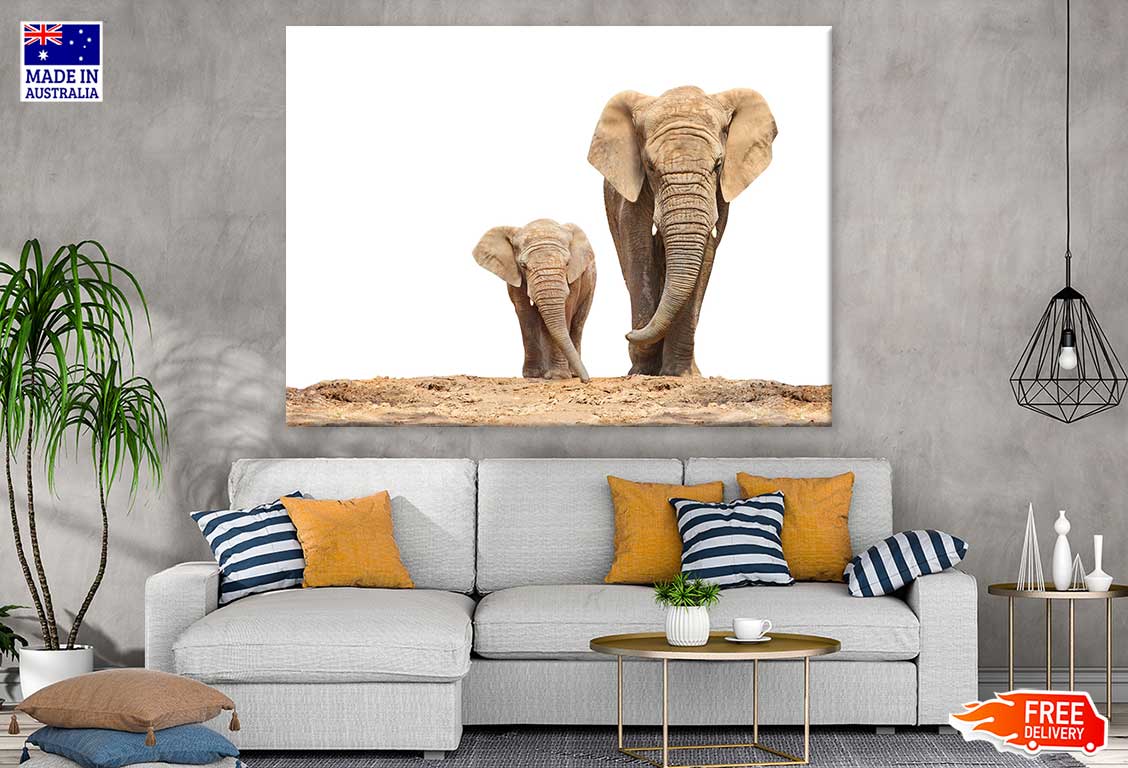 African Elephant Mom & Baby View Photograph Print 100% Australian Made