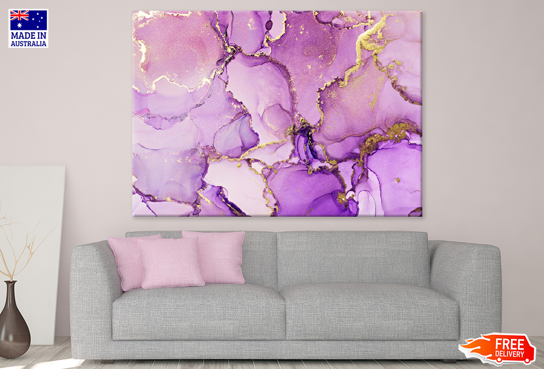 Purple White & Gold Abstract Design Print 100% Australian Made
