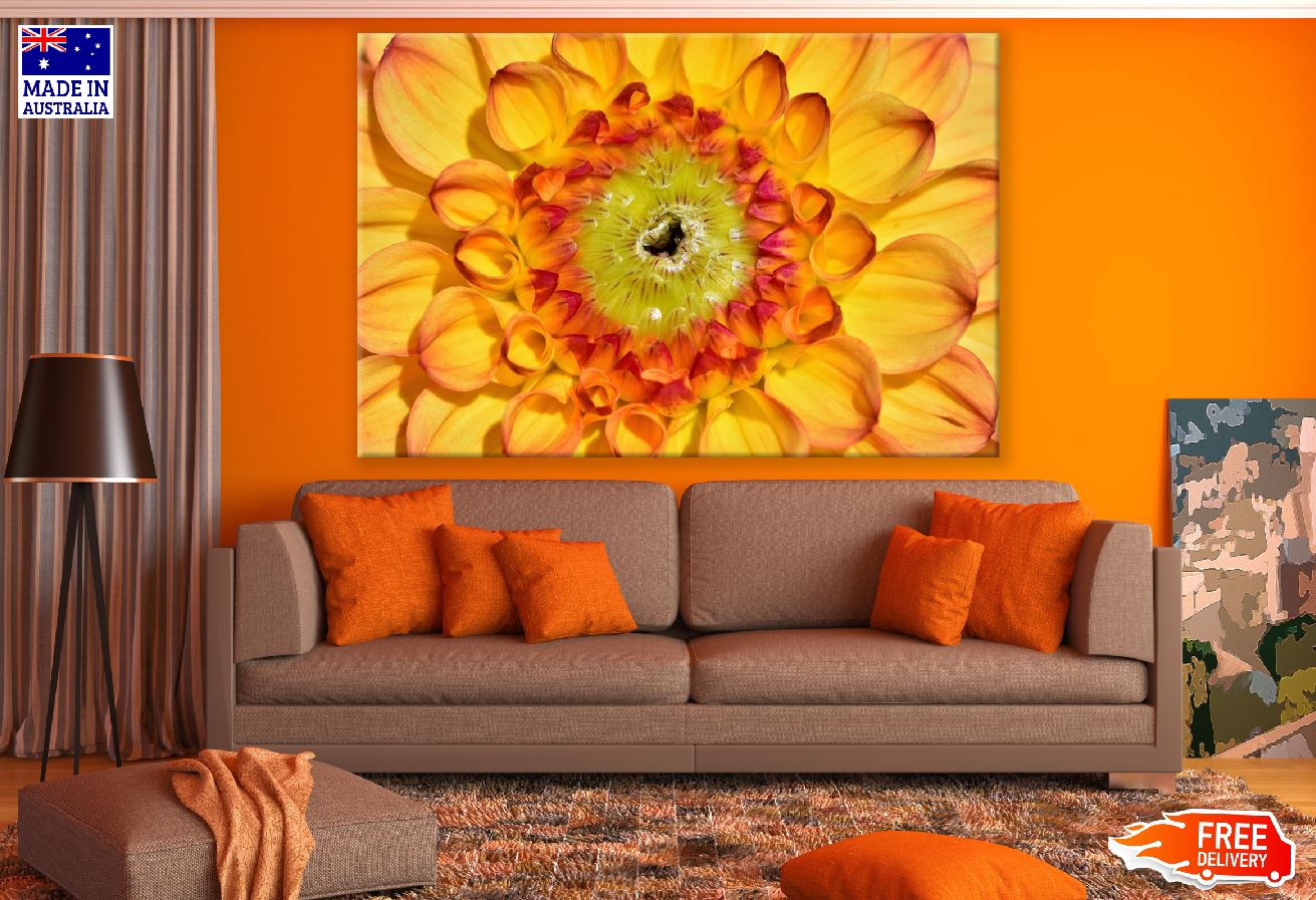 Yellow Dahlia Flower Macro Photograph Print 100% Australian Made