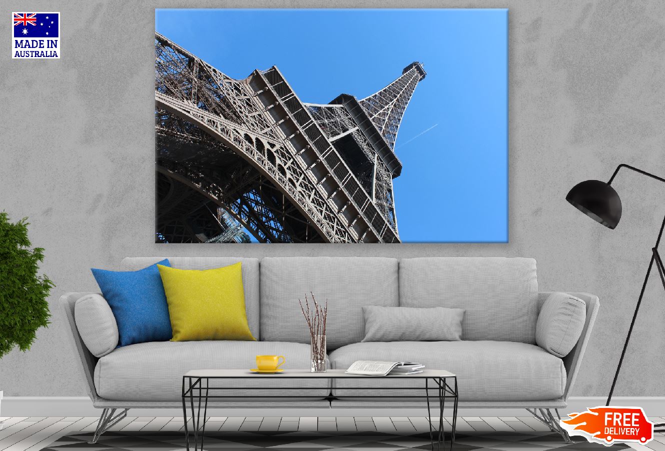 Eiffel Tower Bottom View with Blue Sky Photograph Print 100% Australian Made