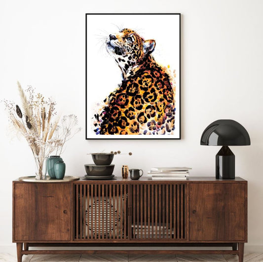 Leopard Portrait Watercolor Painting Home Decor Premium Quality Poster Print Choose Your Sizes