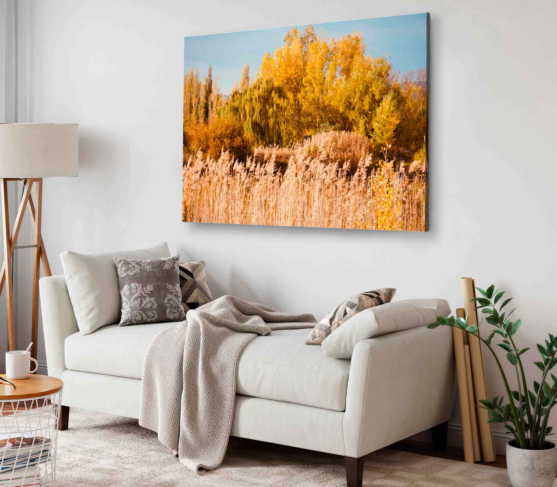 Bella Home Autumn Forest Dry Grass Field Print Canvas Ready to hang