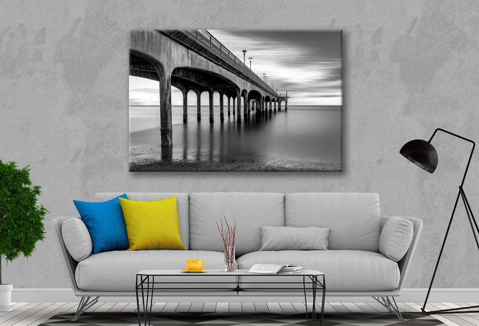 Bella Home Boscombe Pier Bournemouth Sea Front Print Canvas Ready to hang