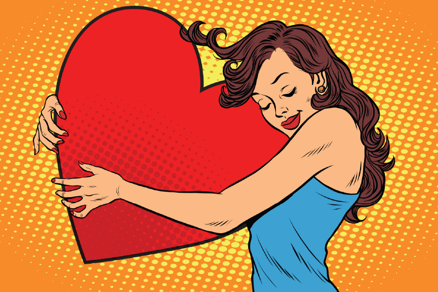 Girl Hugging a Heart Illustration Print 100% Australian Made