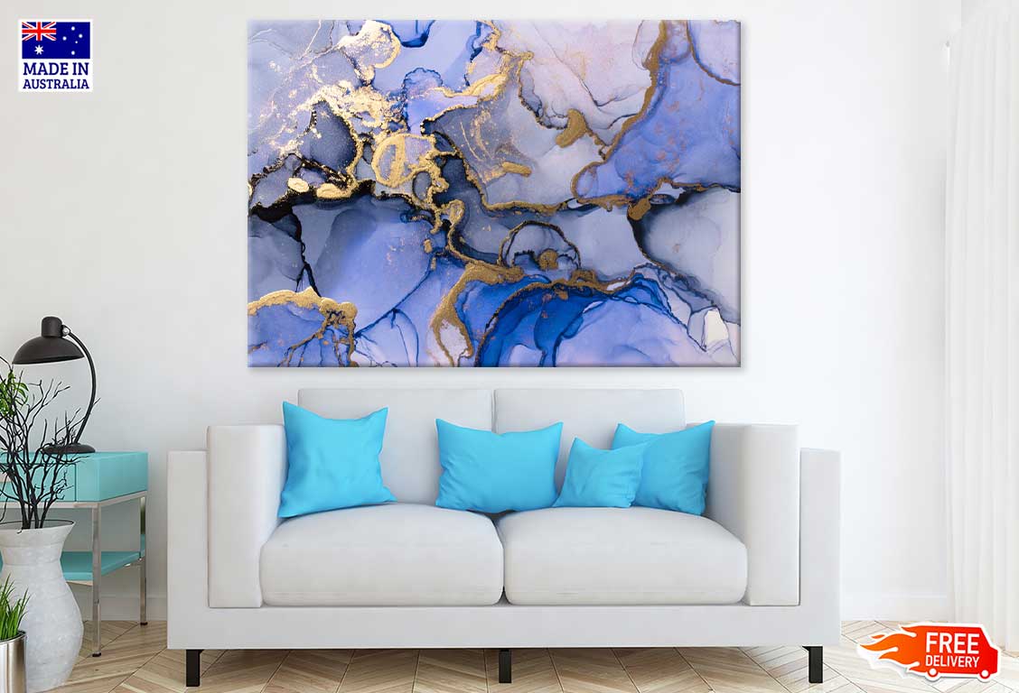Purple Gold & Blue Abstract Design Print 100% Australian Made