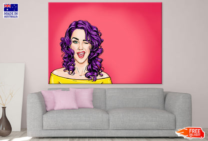 Fashion Girl Winking Illustration Print 100% Australian Made