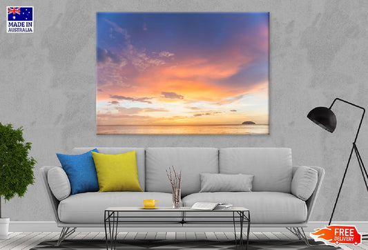 Sunset with Clouds Sea Scenery Photograph Print 100% Australian Made