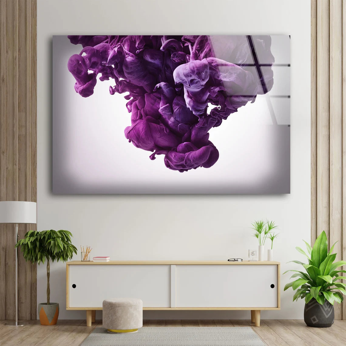 Purple Smoke Abstract Design Acrylic Glass Print Tempered Glass Wall Art 100% Made in Australia Ready to Hang