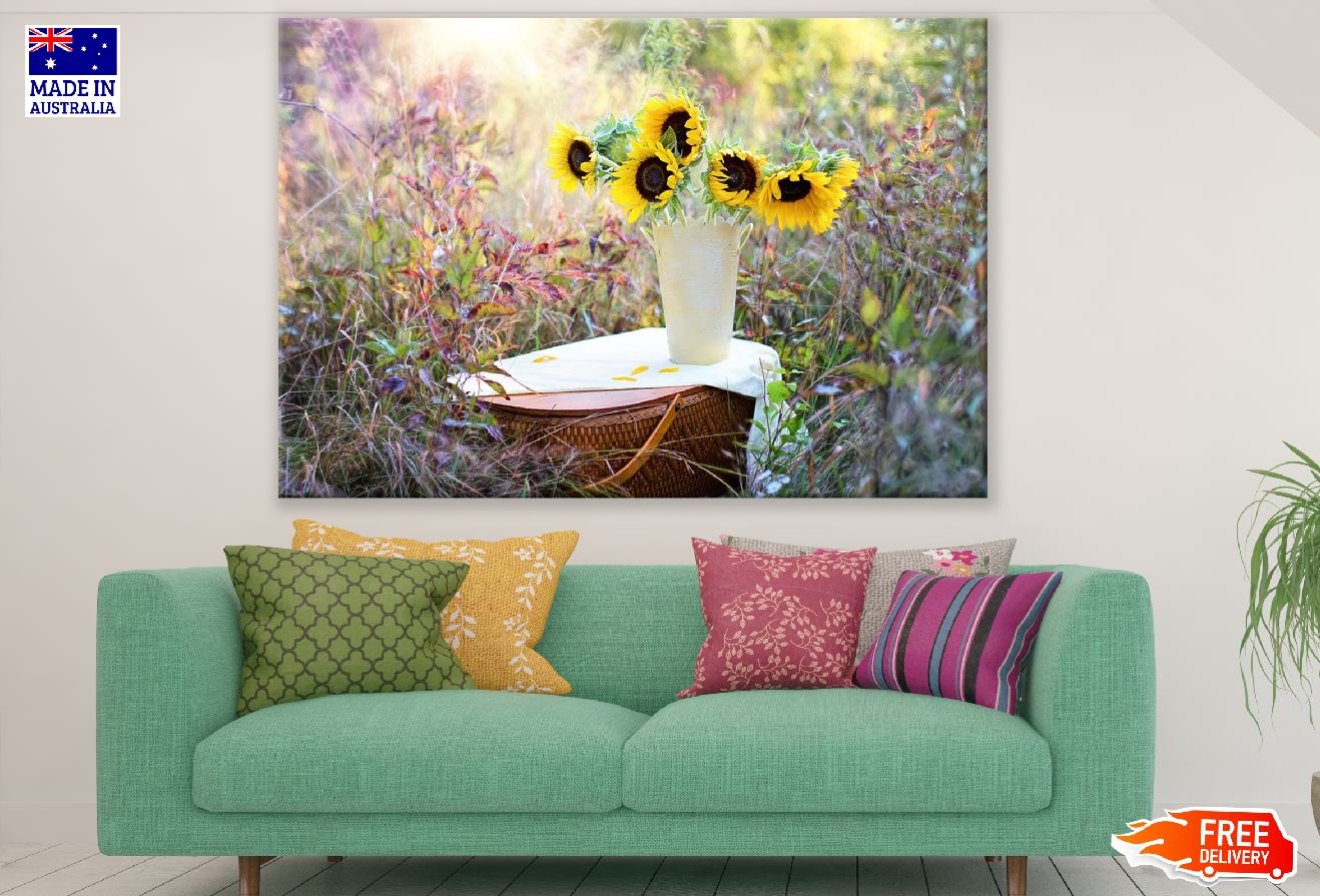 Sunflower With Flower Vase Photograph Print 100% Australian Made