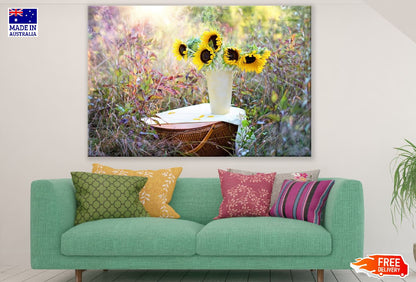 Sunflower With Flower Vase Photograph Print 100% Australian Made