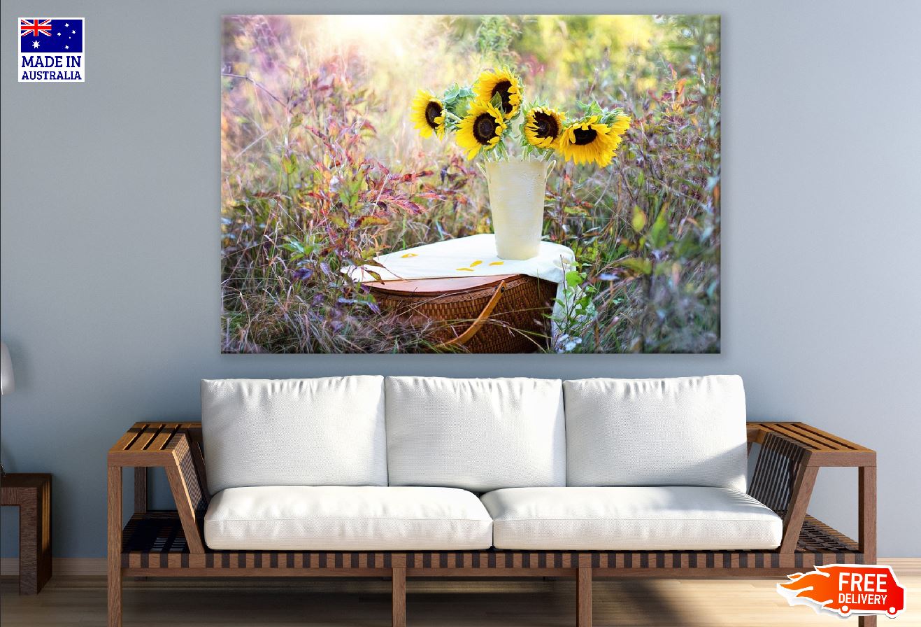 Sunflower With Flower Vase Photograph Print 100% Australian Made
