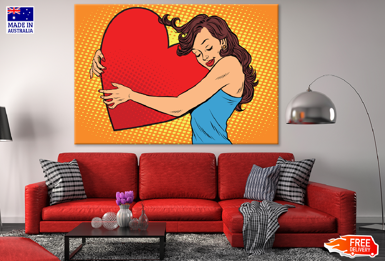 Girl Hugging a Heart Illustration Print 100% Australian Made