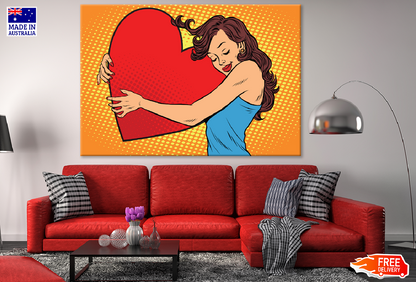 Girl Hugging a Heart Illustration Print 100% Australian Made