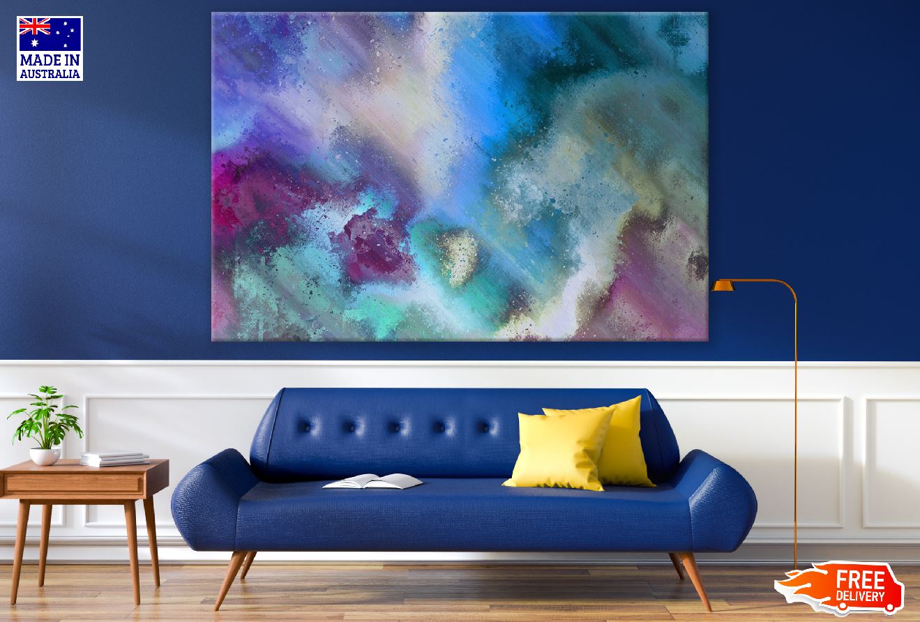 Blue Grey & Purple Abstract Design Print 100% Australian Made