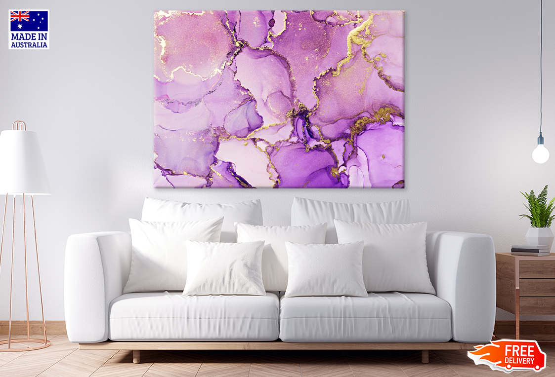 Purple White & Gold Abstract Design Print 100% Australian Made