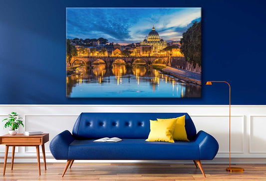 Bella Home St. Peter's Basilica & River Rome Print Canvas Ready to hang