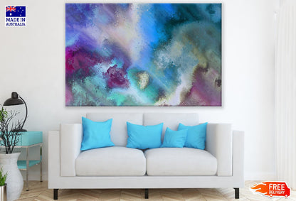 Blue Grey & Purple Abstract Design Print 100% Australian Made