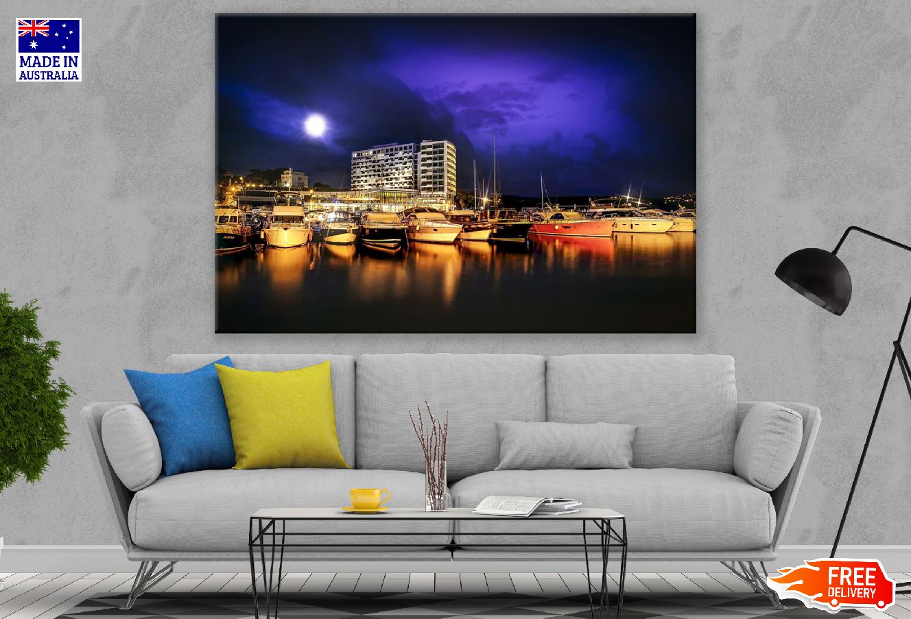 San Diego Marina Night View Photograph Print 100% Australian Made