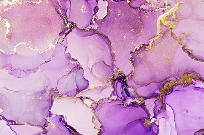 Purple White & Gold Abstract Design Print 100% Australian Made