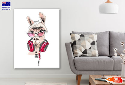 Stylish Llama with Sunglass & Headphone Painting Print 100% Australian Made