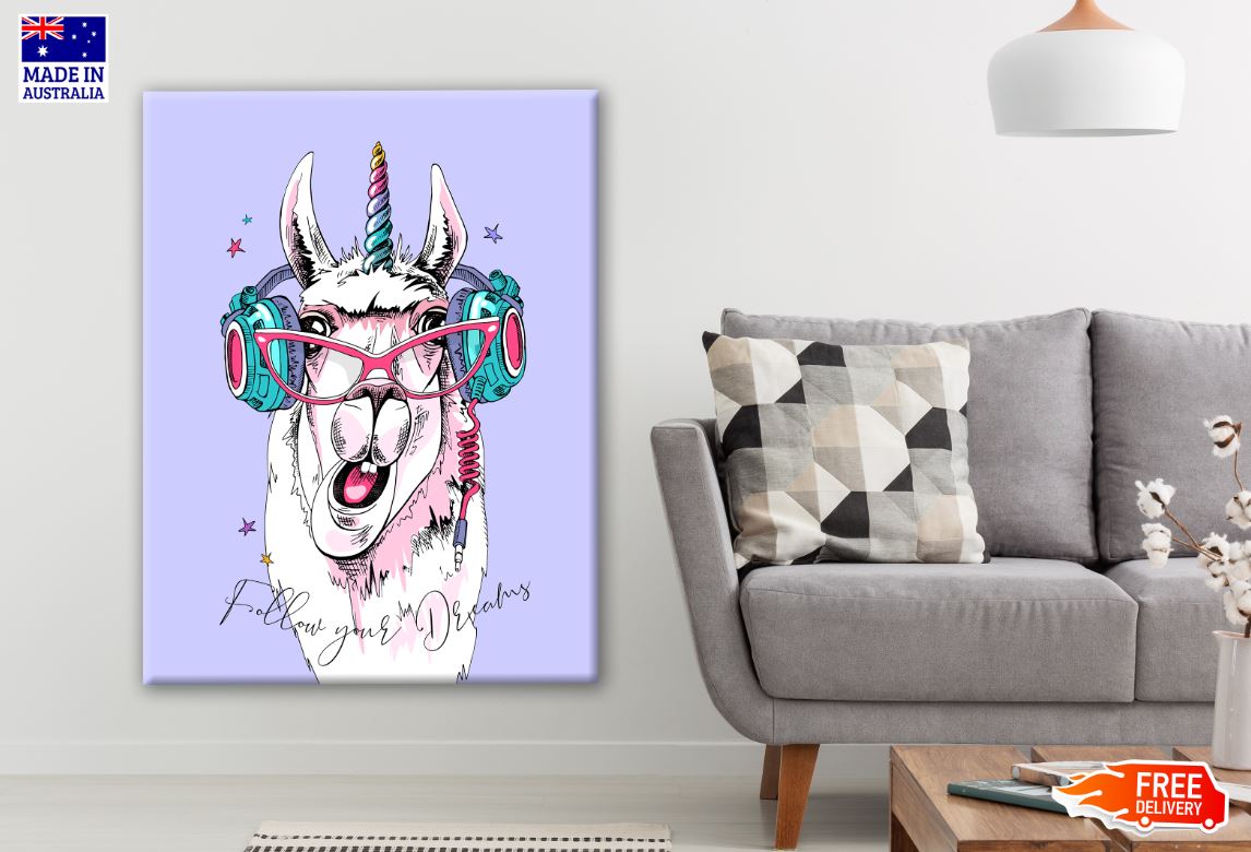 Stylish Llama with Sunglass Painting Print 100% Australian Made