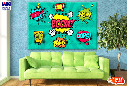 Words on Pop Art Retro Vintage Colorful Background Illustration Print 100% Australian Made