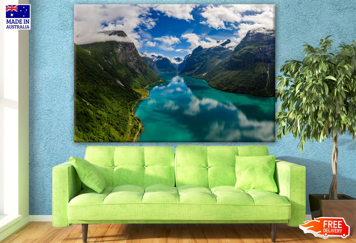 Mountains & Lake Sky View Photograph Print 100% Australian Made