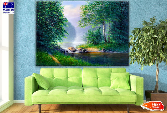 Stunning Forest & Water Stream Painting Print 100% Australian Made