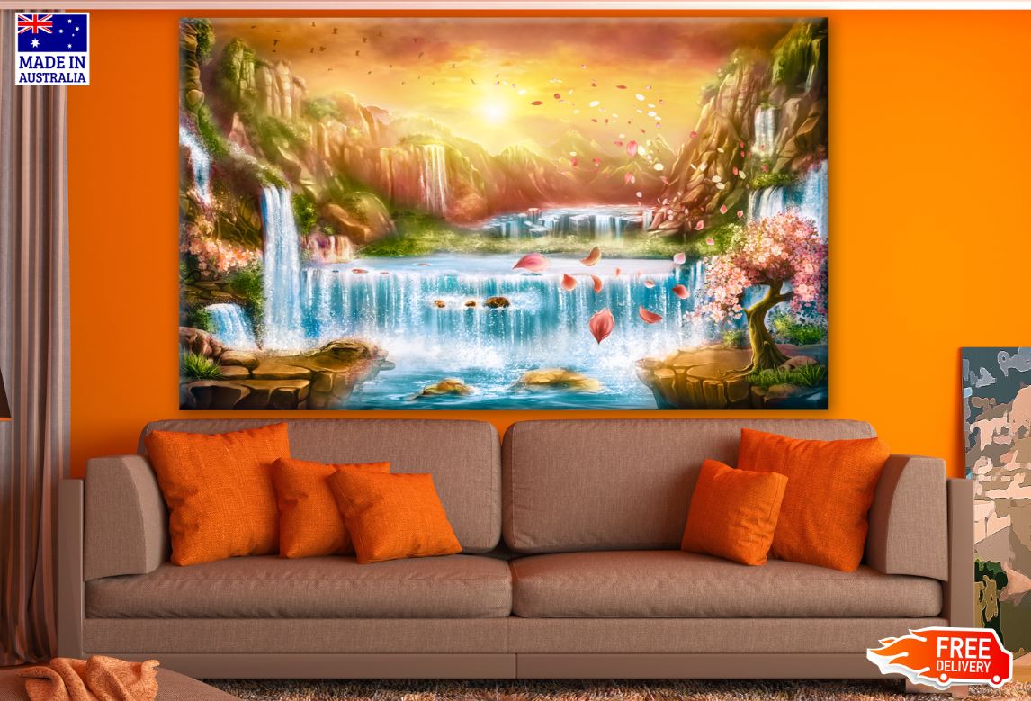 Stunning Waterfall Painting Print 100% Australian Made