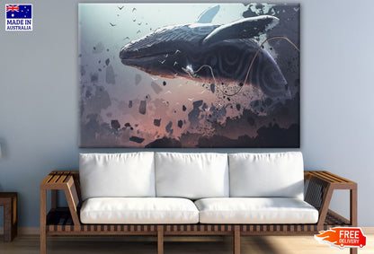 Whale & Space traveler Illustration Art Print 100% Australian Made