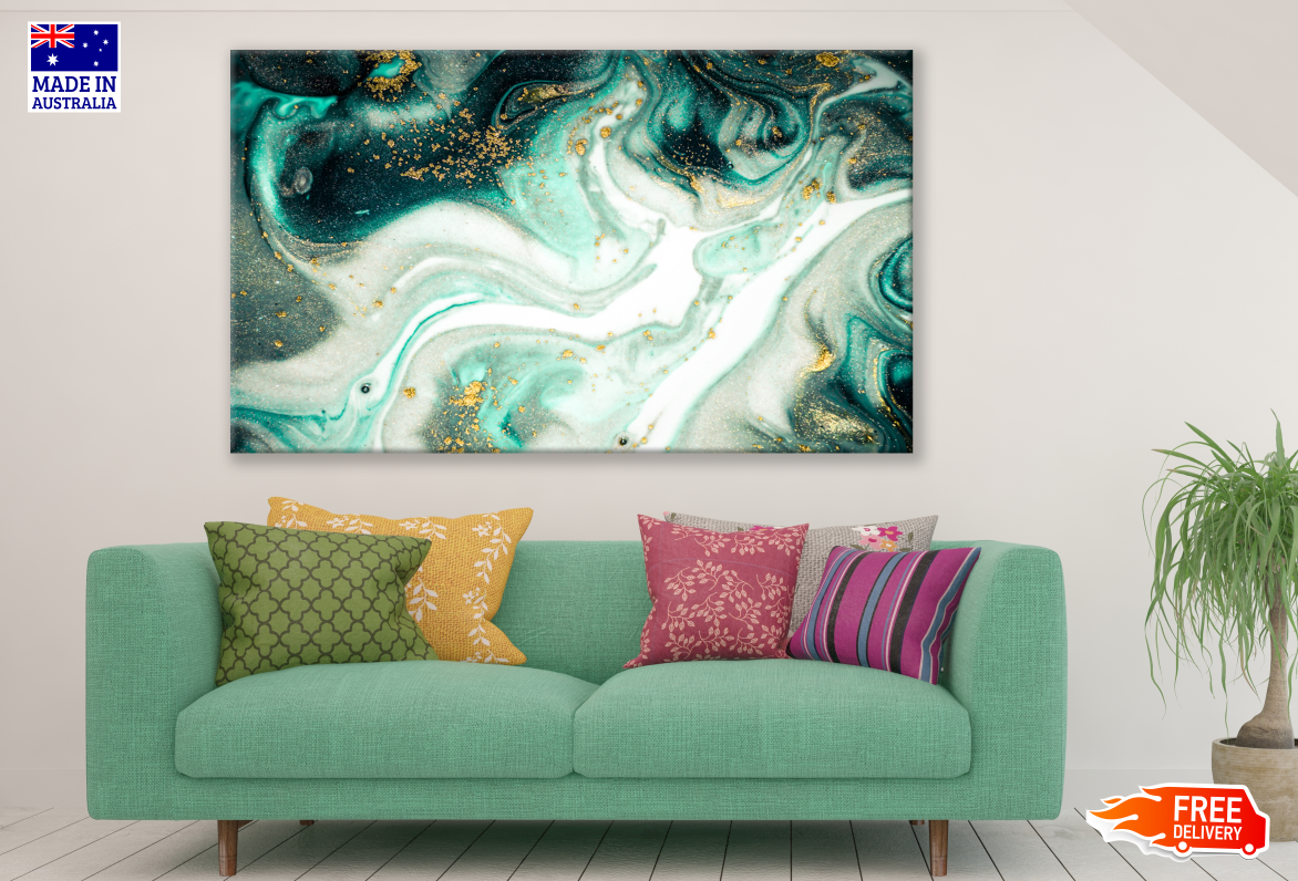 Abstract Granite Gold Green Design Print 100% Australian Made