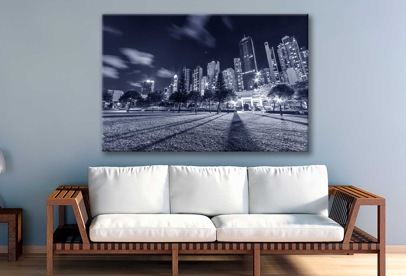 Bella Home Park in Hong Kong City Night B&W Print Canvas Ready to hang