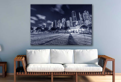 Bella Home Park in Hong Kong City Night B&W Print Canvas Ready to hang