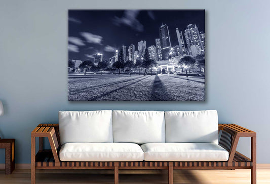 Bella Home Park in Hong Kong City Night B&W Print Canvas Ready to hang