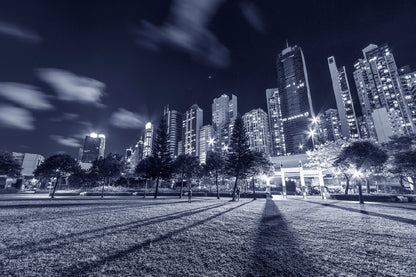 Bella Home Park in Hong Kong City Night B&W Print Canvas Ready to hang