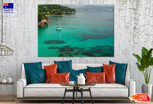 Sail Boat on Corfu Island Sea View Photograph Print 100% Australian Made