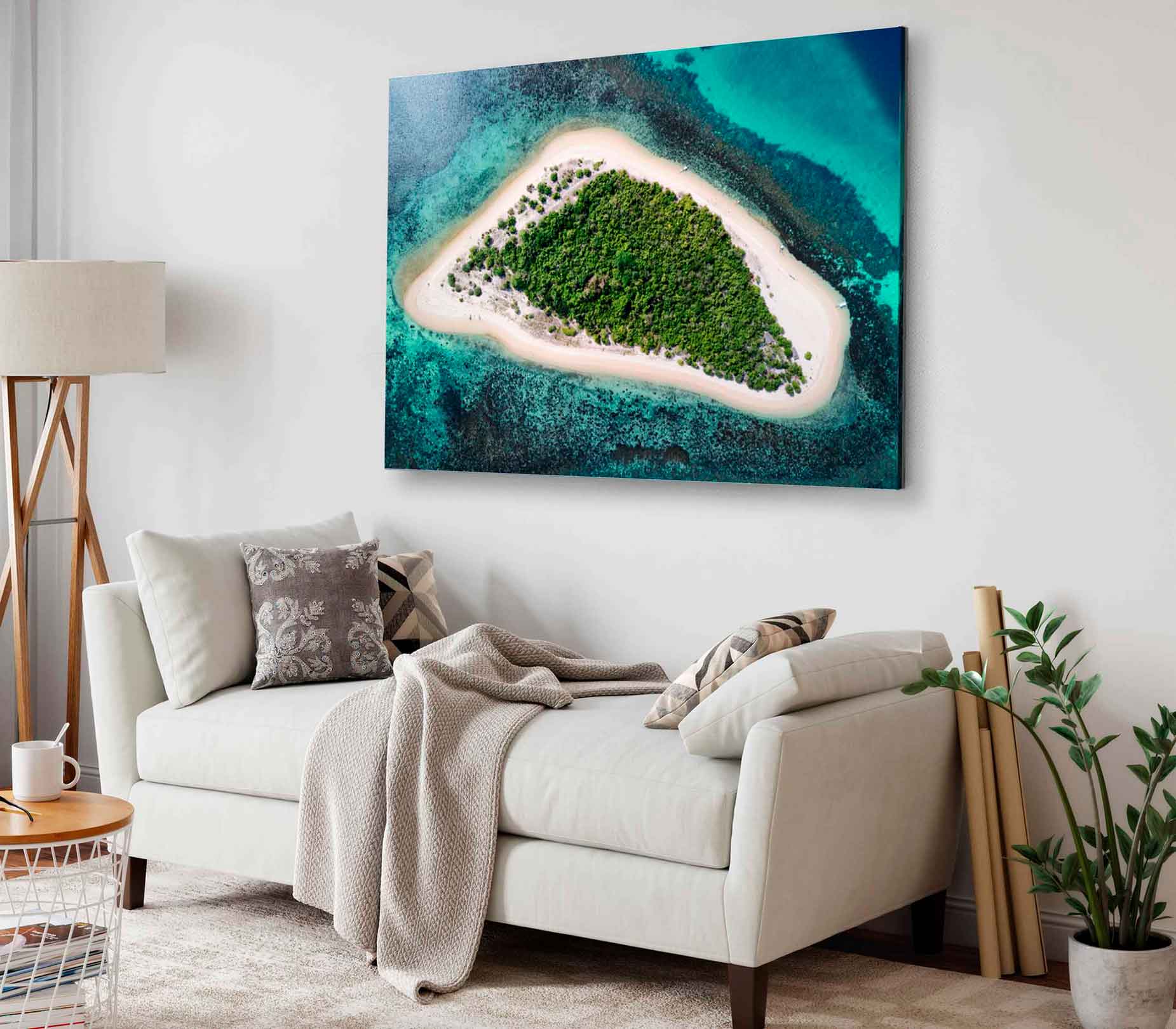 Bella Home Aerial Tropical Turquoise Island Print Canvas Ready to hang