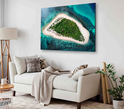 Bella Home Aerial Tropical Turquoise Island Print Canvas Ready to hang